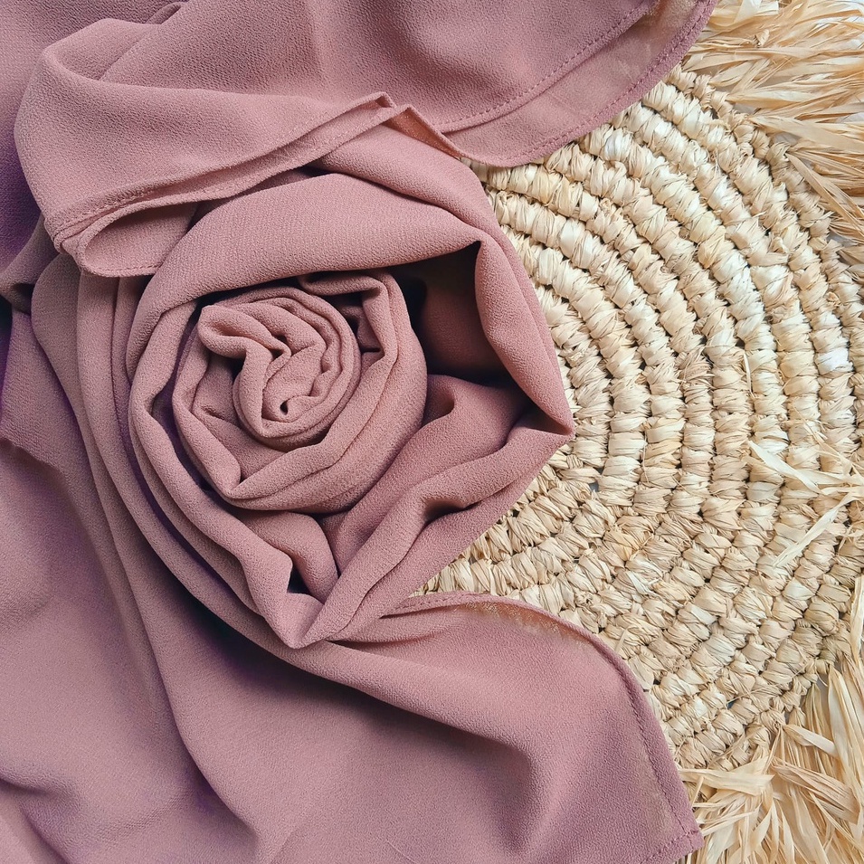TRENDING Hijab Pashmina New Normal Pashmina Instan Instant Tanpa Pentul Lubang Telinga & Earphone By Elmaza Part 1-Rose