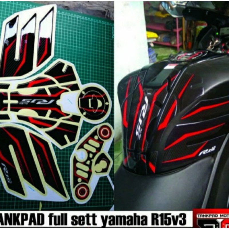 Stiker Sticker Resin Timbul Tankpad Full Set Yamaha R15 V3