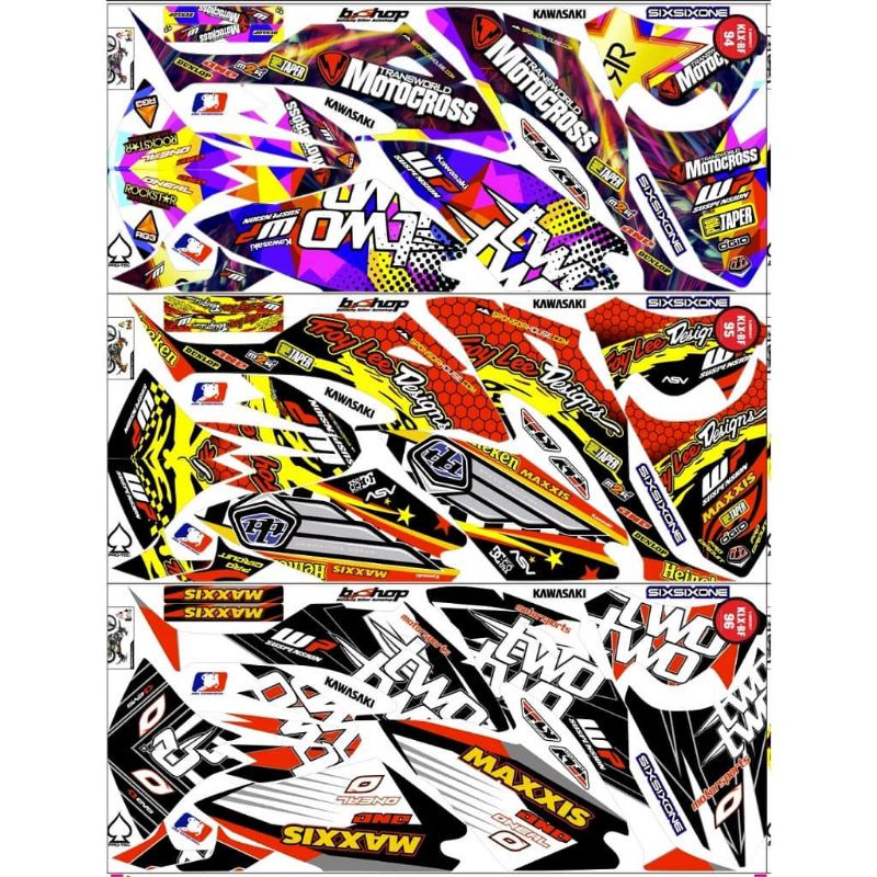 STICKER STRIPING SEMI FULL KAWASAKI KLX BF TROY LEE DESIGN