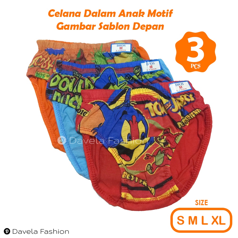 3 Pcs Celana Dalam Anak Laki Laki Gambar | CD Anak Cowok Motif