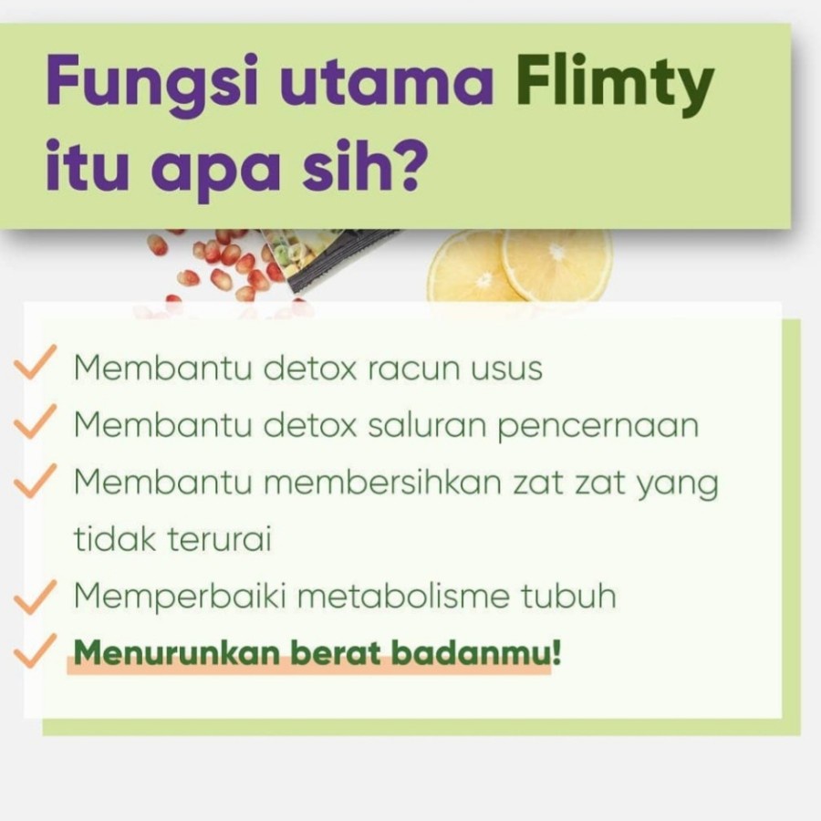 Bisa COD - Flimty Fiber Pelangsing Original - Minuman Detox, Diet HALAL dan Sehat 1 box isi 16