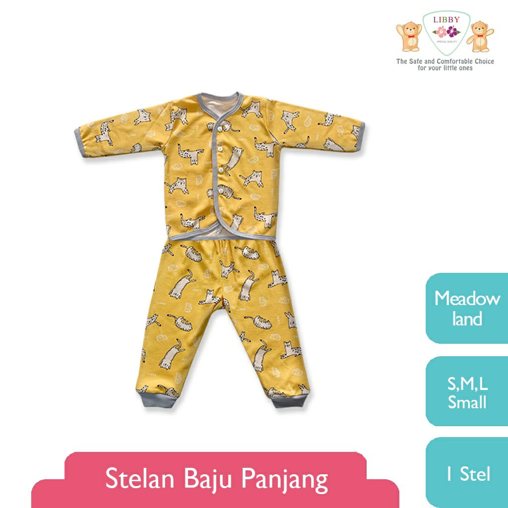 Libby Stelan Baju &amp; Celana Panjang Kancing Depan Meadow Land Series (Satu Set Isi 3Pcs)