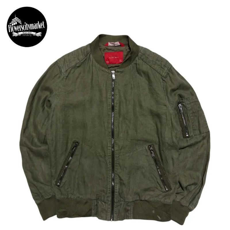 Zara Man Cotton Bomber Jacket Original Second/Jaket Second/Jaket Outdoor Second/Jaket Bomber/Jaket V