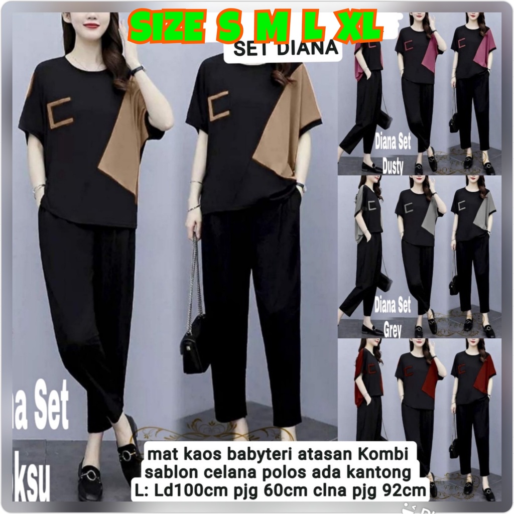 Setelan wanita korean style terbaru/ Diana set baju Korea SIZE M L XL / Setelan kekinian/ Setelan fashion wanita terlaris / Set baju remaja tanggung