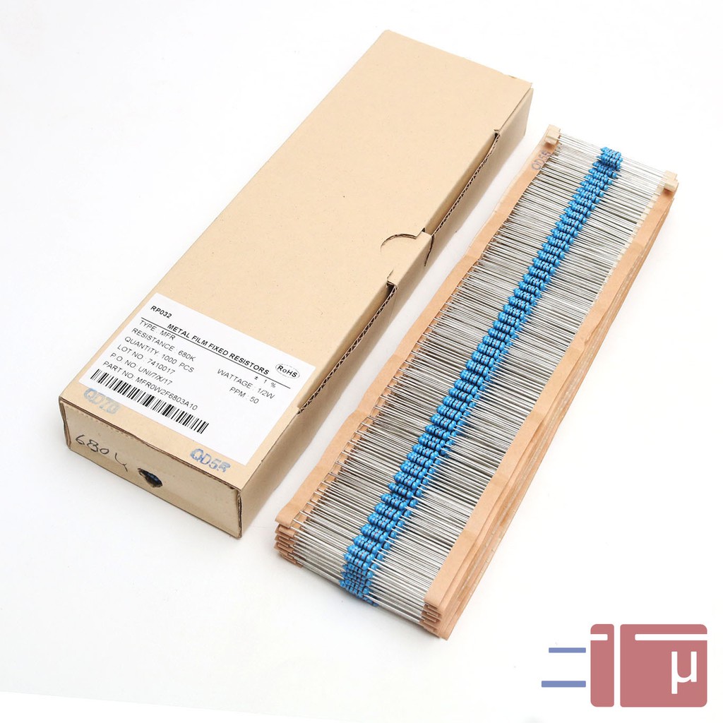 x10 Resistor 680K 1/2W Metal Film 1% Taiwan Kaki Tembaga