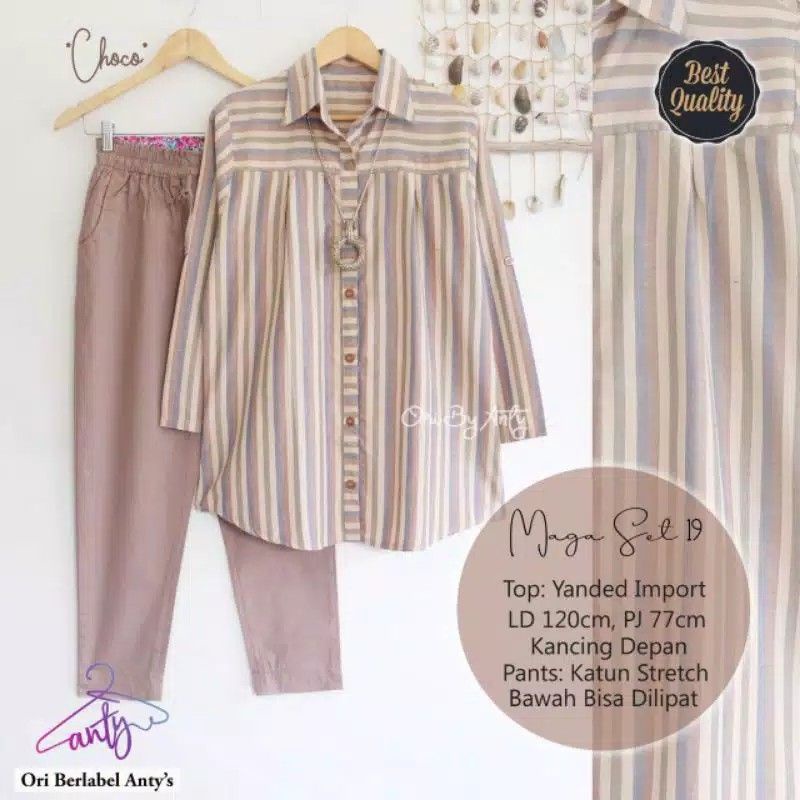 maga set 19 / setcel wanita jumbo / setelan wanita jumbo / atasan salur ld 120
