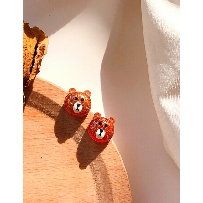 LRC Anting Tusuk Fashion Yellow Little 925 Silver Needle Kids Acrylic Earrings F71864