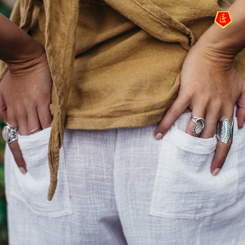 [Ready Stock]Moonstone Silver Ring Retro Punk