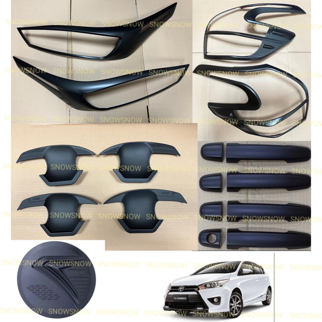 Paket Garnish Lampu Depan Belakang Outer Handle Tank Cover Grand All New Yaris 2014 2017 Hitam Chrome