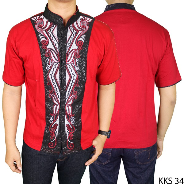 Baju Koko Fashion Lengan Pendek Katun Merah – KKS 34