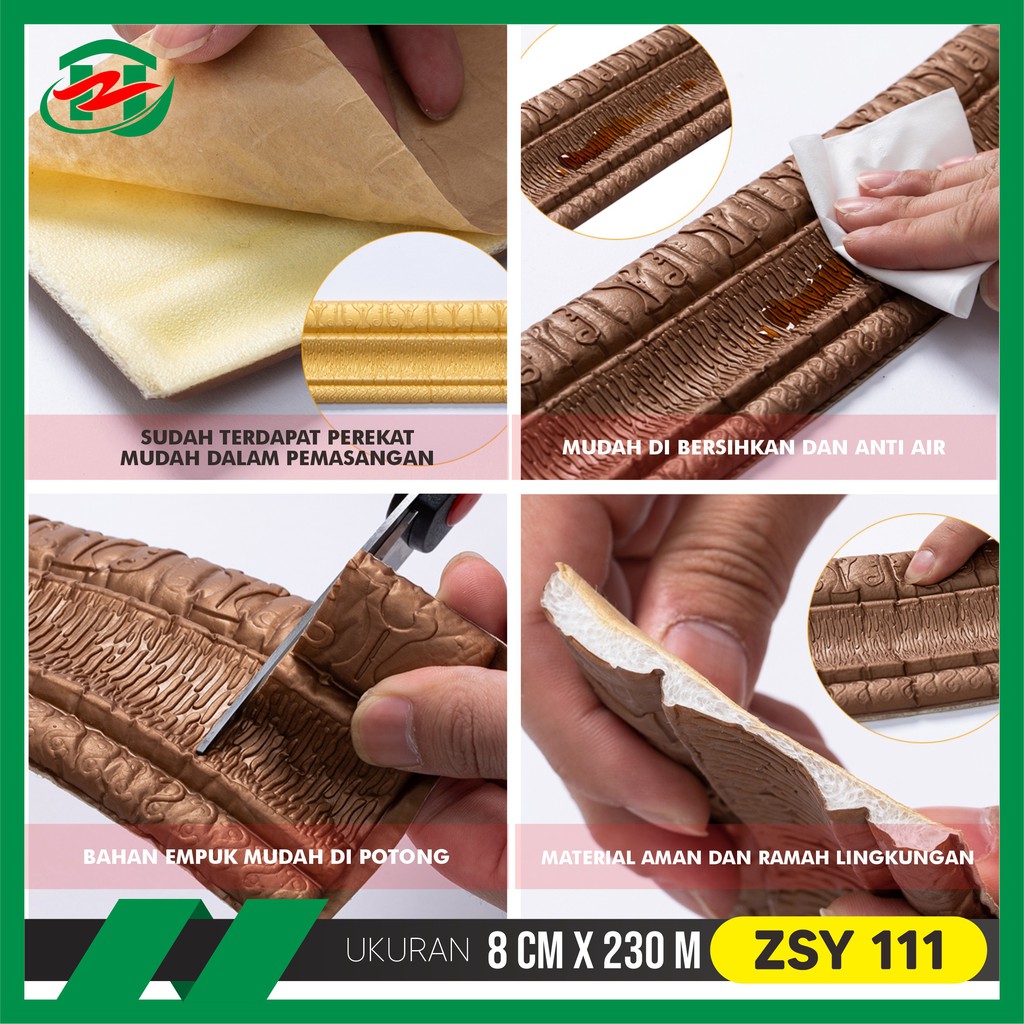 Hongzhuo 230cm Wallborder Wall List 230x8x1,2cm Foam 3D Motif Elegan-3