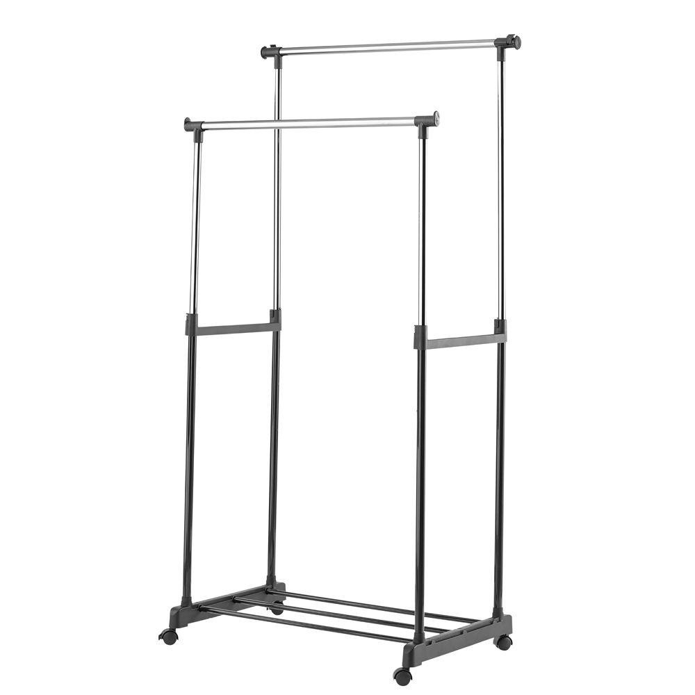 Stand Hanger DOUBLE Rod Rack Gantung rak Serbaguna Baju Gantungan Laundry Pajangan