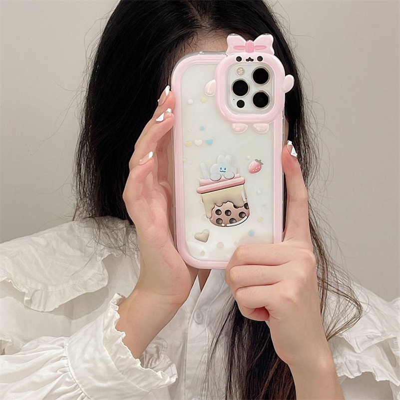 Soft Case Pelindung Lensa Bumper Motif Kartun Beruang Monster Untuk iPhone 14 13 12 11 Pro Max X Xr Xs Max 7 8 6 6s Plus SE 2020