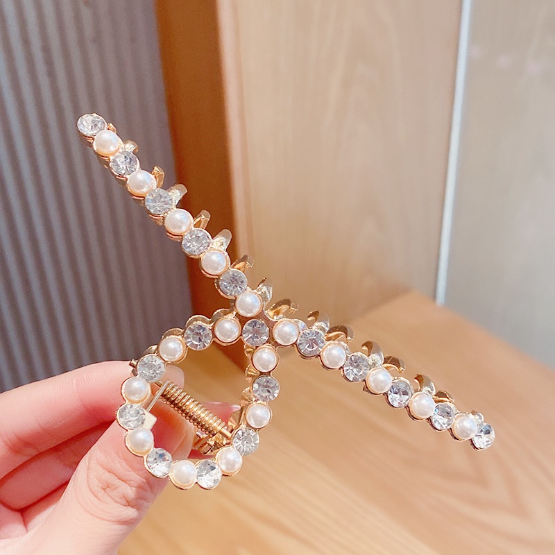 [Women Imitation Pearl Large Hair Clips] [Girls Korean INS Style Big Hair Claw] [Ladies Simple Casual Hair Claw]