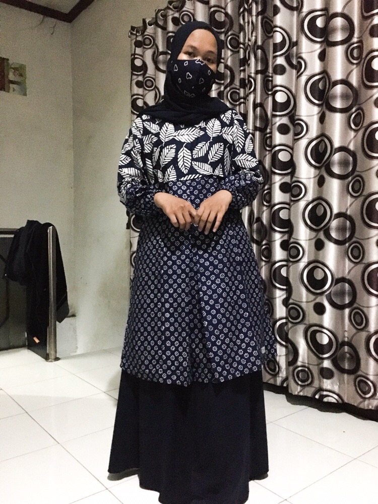 Shanaya Batik Tunik Seling Cap Garutan Navy Batik Asli Solo Atasan Batik Modern S M L Xl Xxl