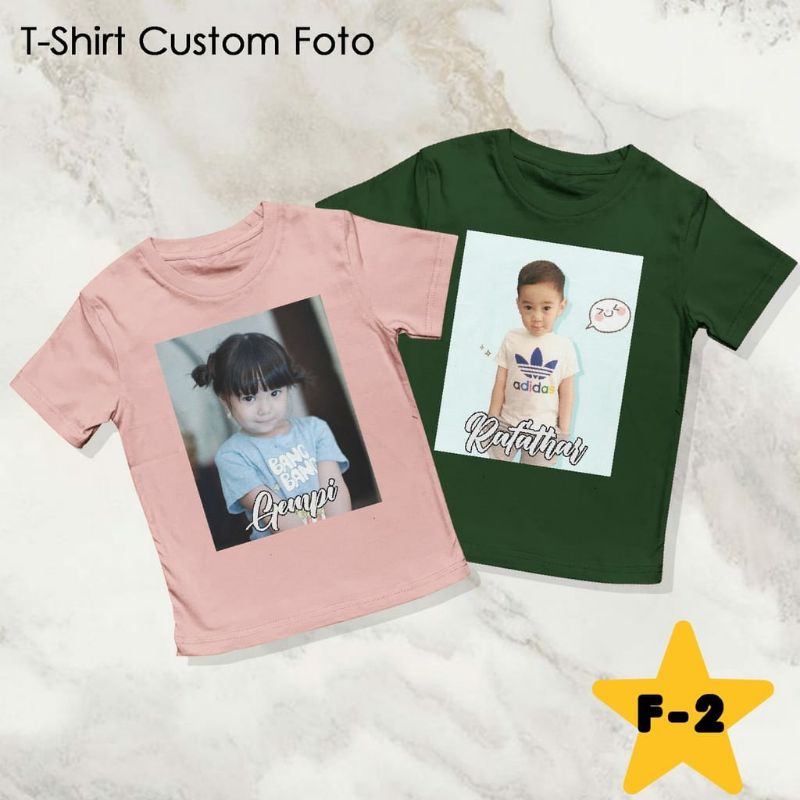 kaos anak free bordir nama  sablon foto