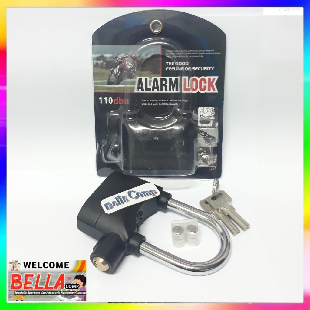 GEMBOK ALARM ANTI MALING /ALARM LOCK/ALARM SIREN PADLOCK PAD LOCK KINBAR - FREE BATERAI CADANGAN