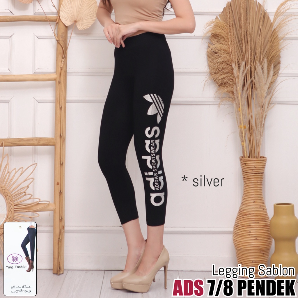 Legging pendek wanita / Legging ss ADS pendek/ Legging sablon samping