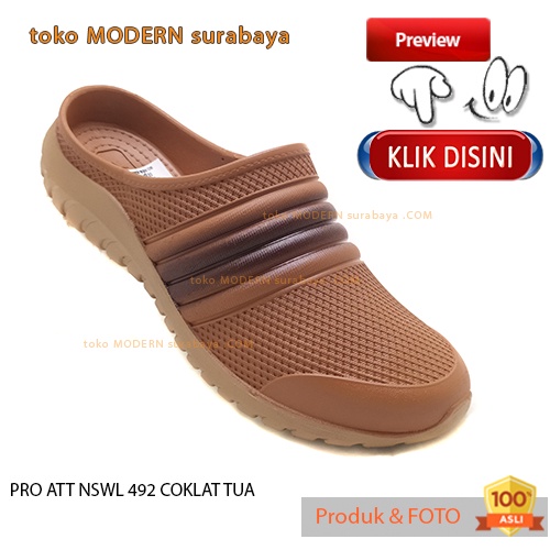 Sepatu sandal wanita selop karet PRO ATT NSWL 492 COKLAT TUA