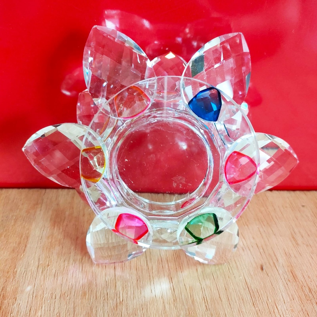 Tempat lilin tealight lilin tablet dekorasi kristal warna warni 1 pcs