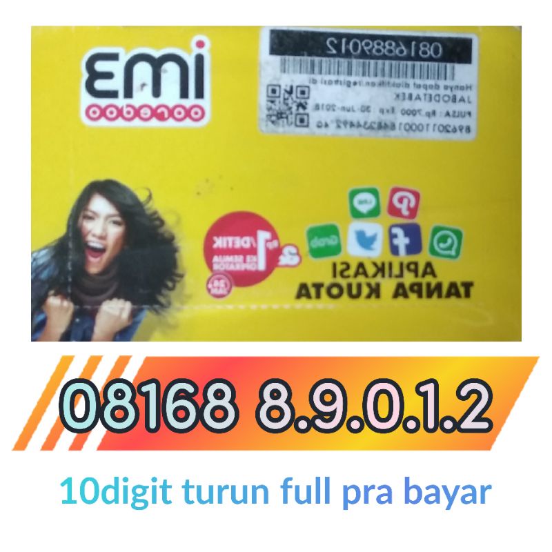 Nomor cantik Indosat 10digit ekor turun full nomor cantik 10digit ekor turun naik 89012 CIP 4g