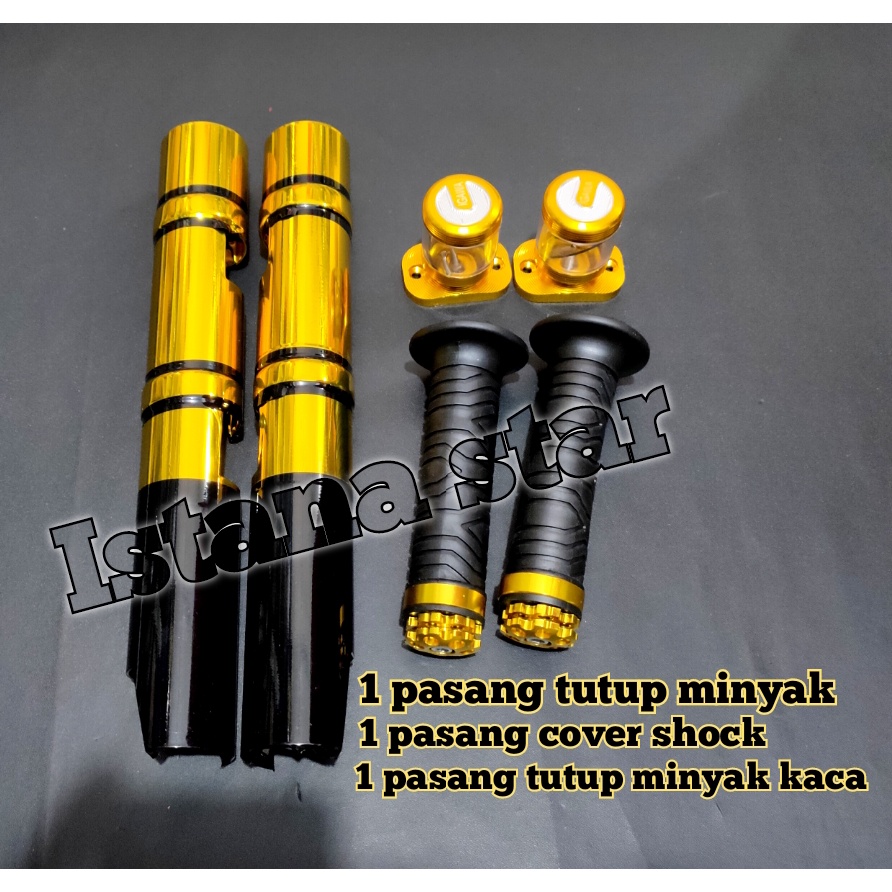 paket 2 tutup minyak kaca plus Cover shock depan plus grip ring emas OLD &amp; NEW NMAX 2020