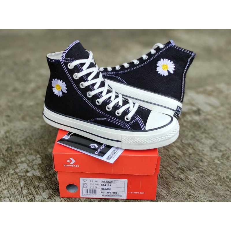 Sepatu Converse x Peace Minusone - Convers Sneakers Wanita Prmium - Motif Bunga Dirty Wash Vietnam