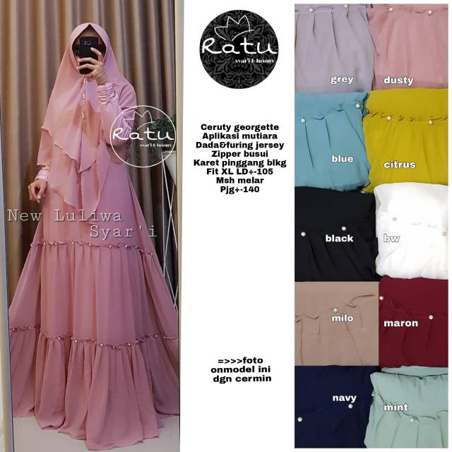 RHS ~ new luliwa syari gamis pesta syari premium jumbo busui ori solo by ratu hijab