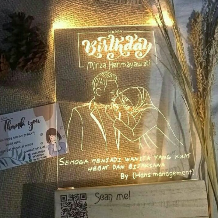 ACRYLIC LAMP CUSTOM (KADO ULTAH/WEDDING/WISUDA)