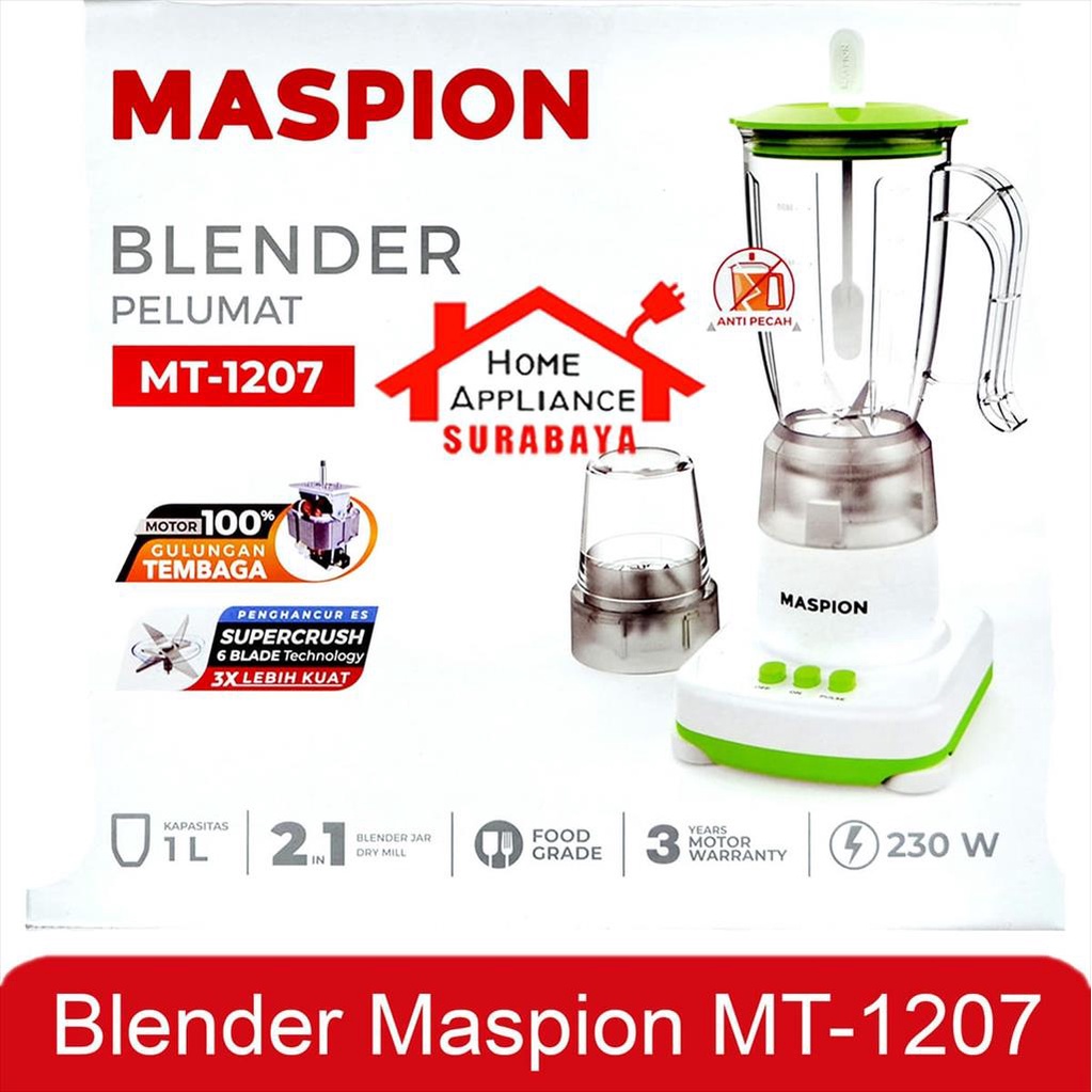 Blender Maspion Plastik Kapasitas 1 Liter MT 1207 / MT-1207