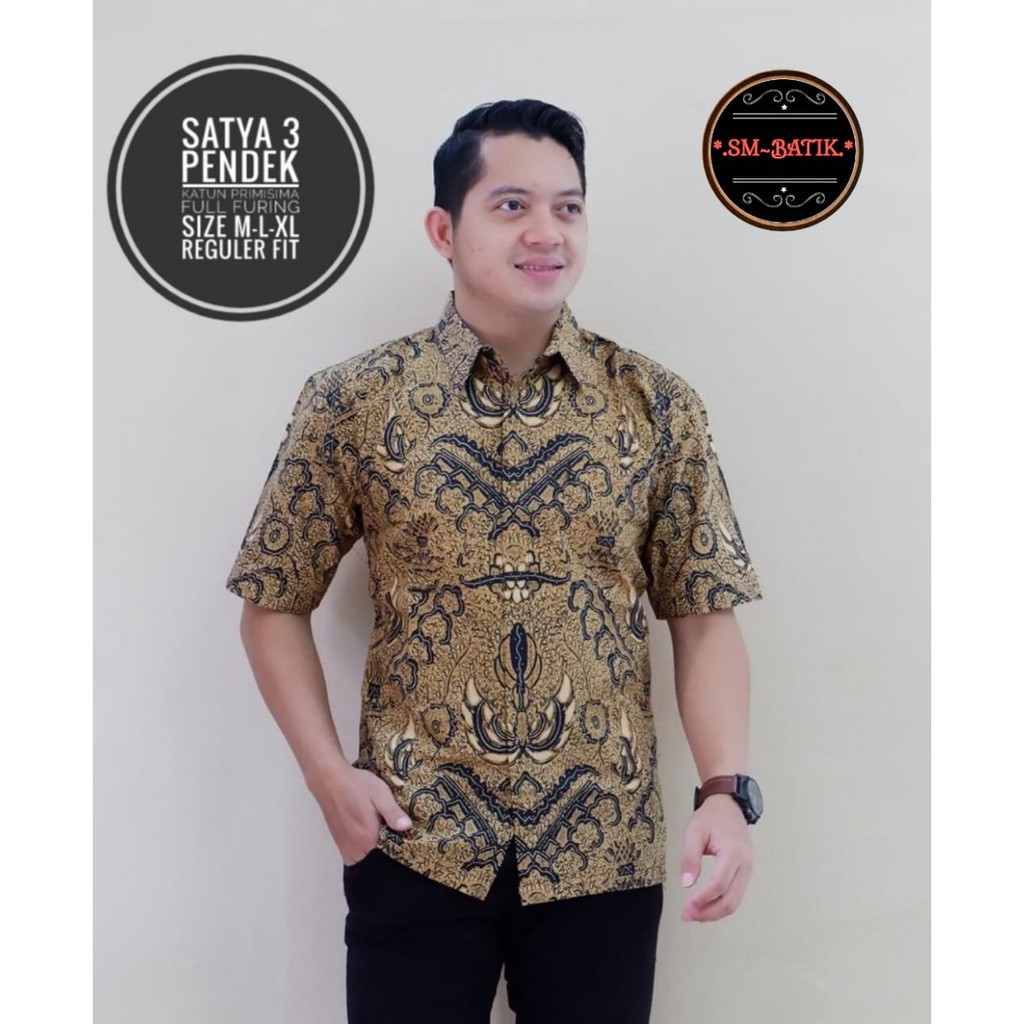 SATYA 3 SM BATIKSOLOAMANAH BAJU KEMEJA BATIK SOLO PRIA LENGAN PENDEK PANJANG LAPIS FURING ATASAN BATIK PREMIUM MODERN KATUN HALUS WISAKA KUNING SUKET SEGORO PEKSI KUNING NARAYA IJO PEKSI WIBOWO LESMANA HITAM PARANG TRUNTUM COKLAT PANJI LESMONO ADIWANGSA