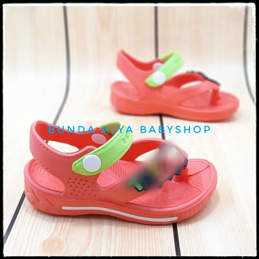 Sandal Bayi Laki Usia 6 - 12 Bulan Size 19 - 22 Karet - Sendal Anak Cowok Anti Licin Bus ORANGE SALE