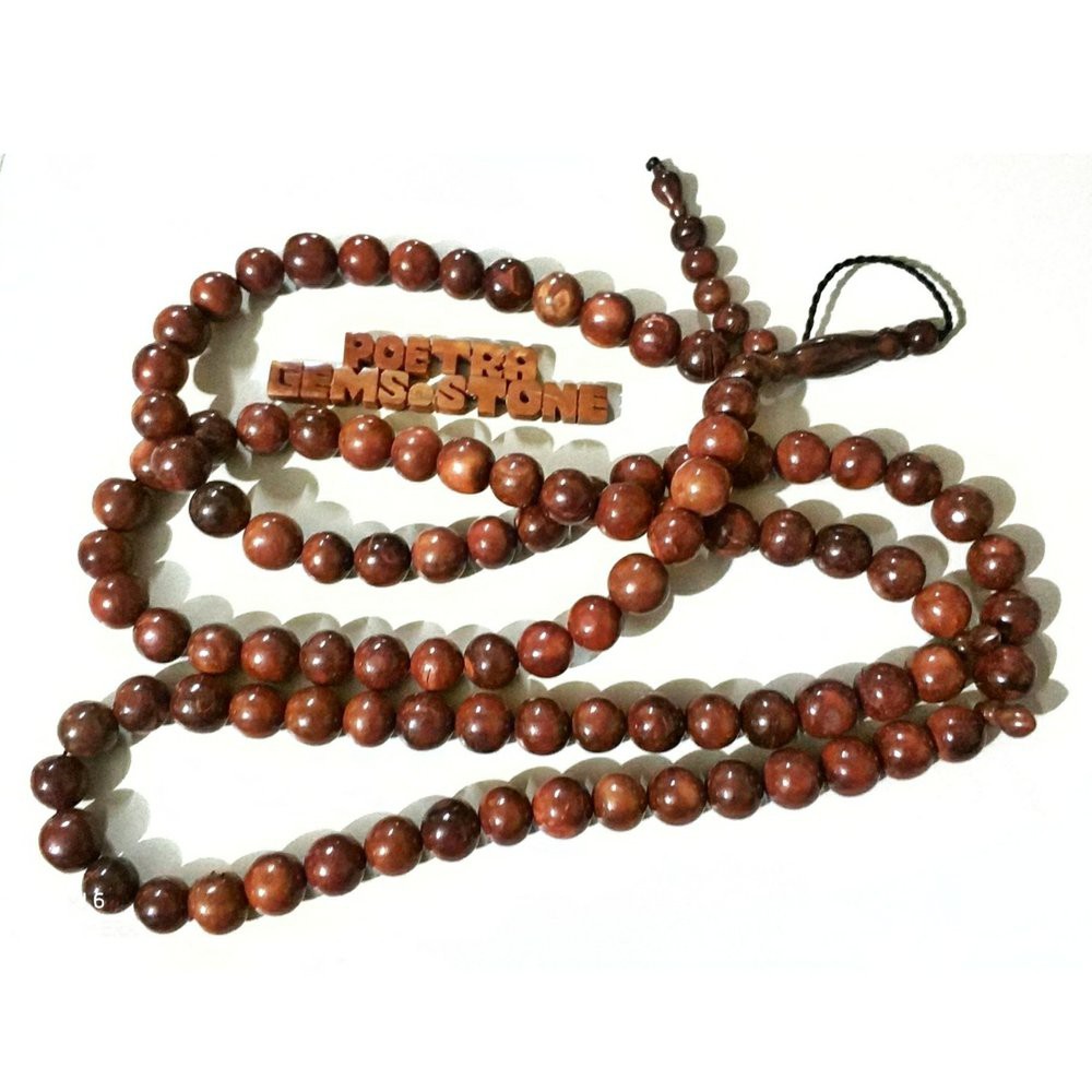 TASBIH KAYU ASLI KAOKAH KAUKAH KOKKA KOKAH ASLI ISTANBUL TURKI COKLAT 12MM MODEL BULAT 99BUTIR DIJAM