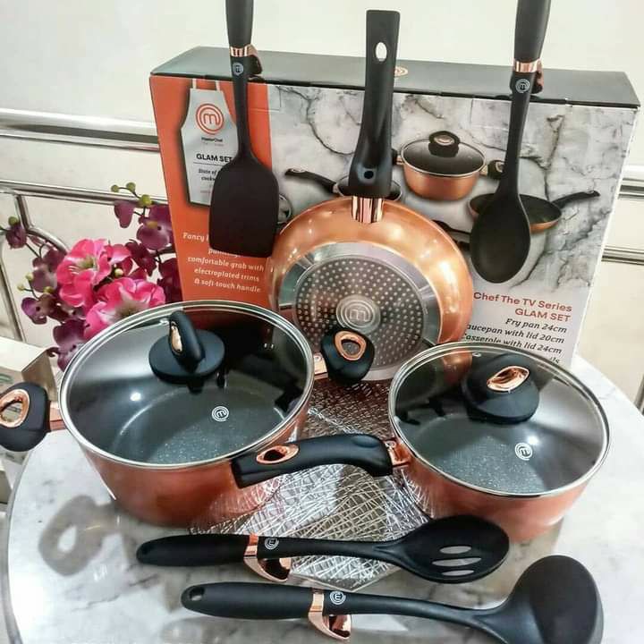 Peralatan Master chef Glam Cookware Set of 9 Anti lengket Untuk semua Kompor