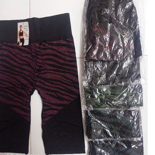 Celana pendek legging senam olahraga motif macan celana pendek wanita muat jumbo melar elastis