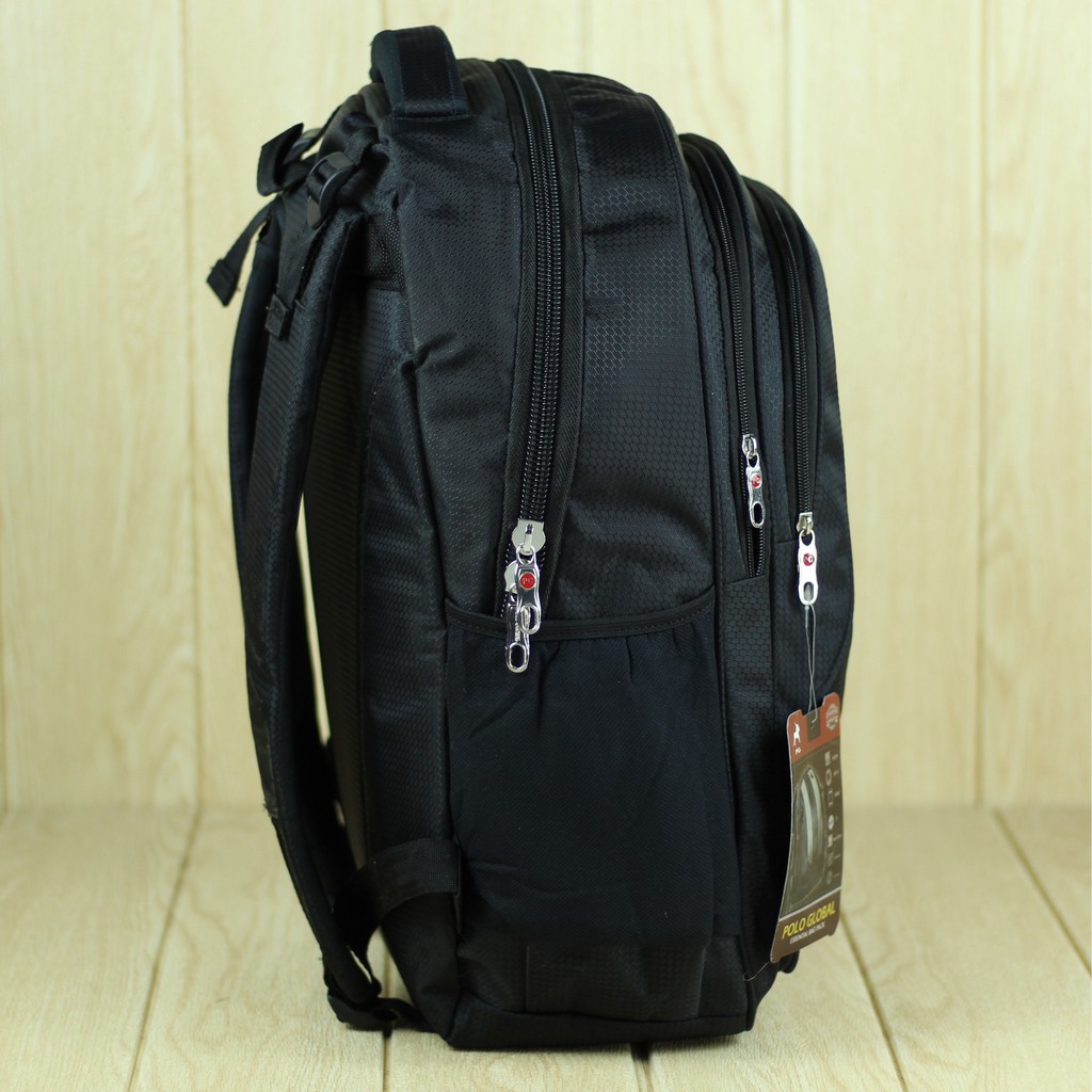 Tas Ransel Polo Global 9608 Hitam Laki Laki Bahan Tebal Berkualitas