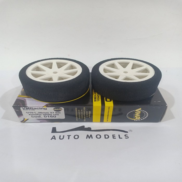 VMR Racing 1 10 Front Foam Tyre 26mm 37 SH White Rims Off Set - 2 Pcs