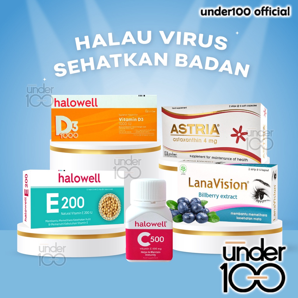 ❤ UNDER100 ❤ Halowell Natural Vitamin C500 Mg D 1000 iu E 200 iu | Astria Astaxanthin Force | LanaVi