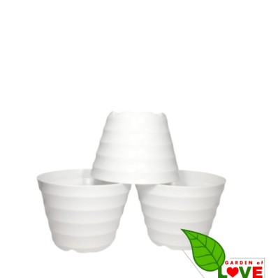 Pot Bunga 15cm / King Mado 18 Putih  - Pot Plastik 15 Cm Pot Bibit Putih Murah Pot Tawon 15 18 20 21