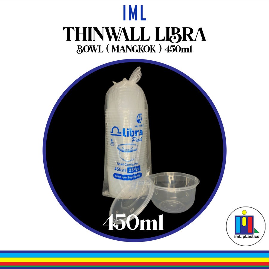 Kotak Makan Plastik THINWALL LIBRA BOWL MANGKOK 450ml-1 set 25pcs