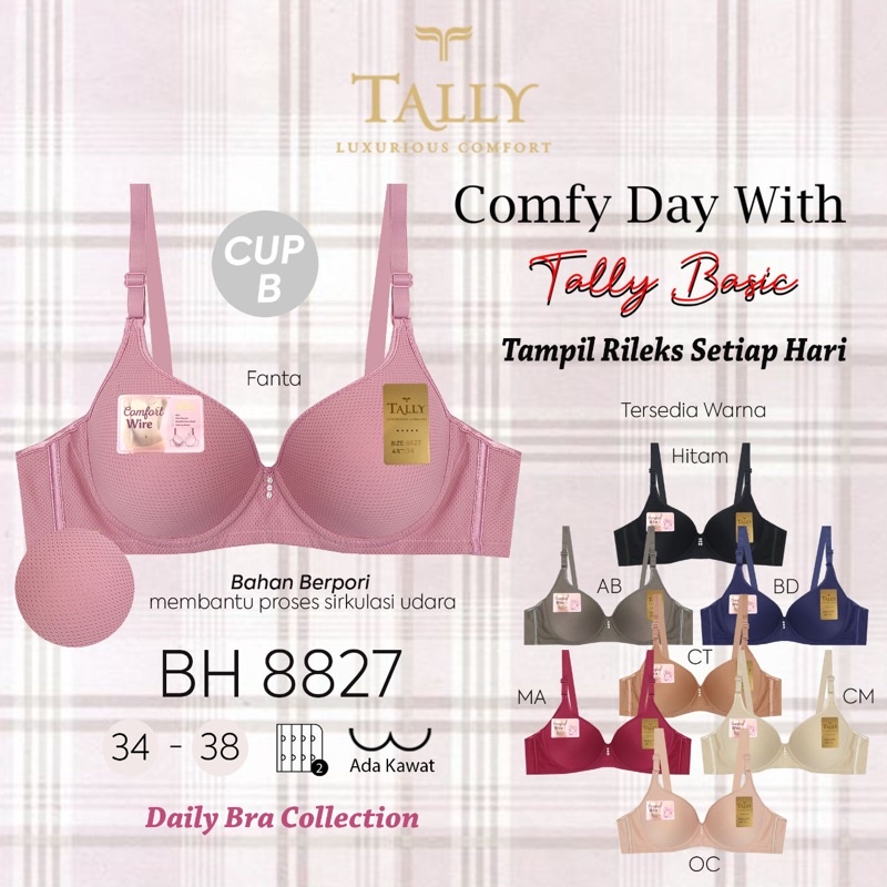 TALLY BRA BH 8827 I CUP B KECIL | BUSA TIPIS I ADA KAWAT I SIZE 34-38