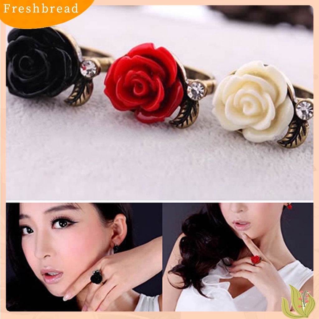 [TERLARIS]Ring Rose Leaf Elegant Vintage Women Rhinestone Ring for Dating