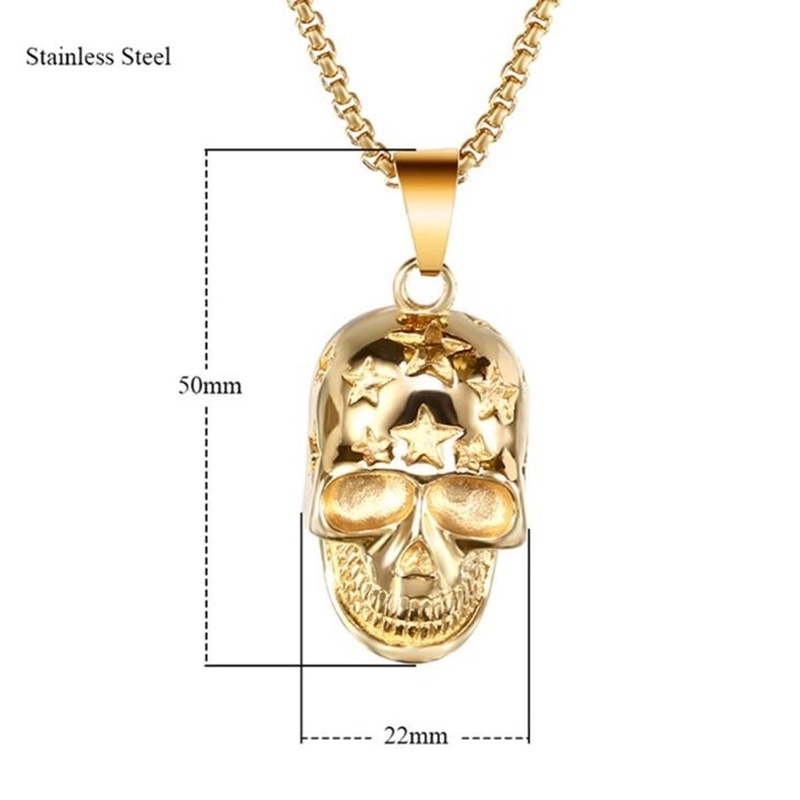 Fashion New Stainless Steel Rock Star Skull Necklace Pendant Skeleton Fashion Men and Women Jewelry