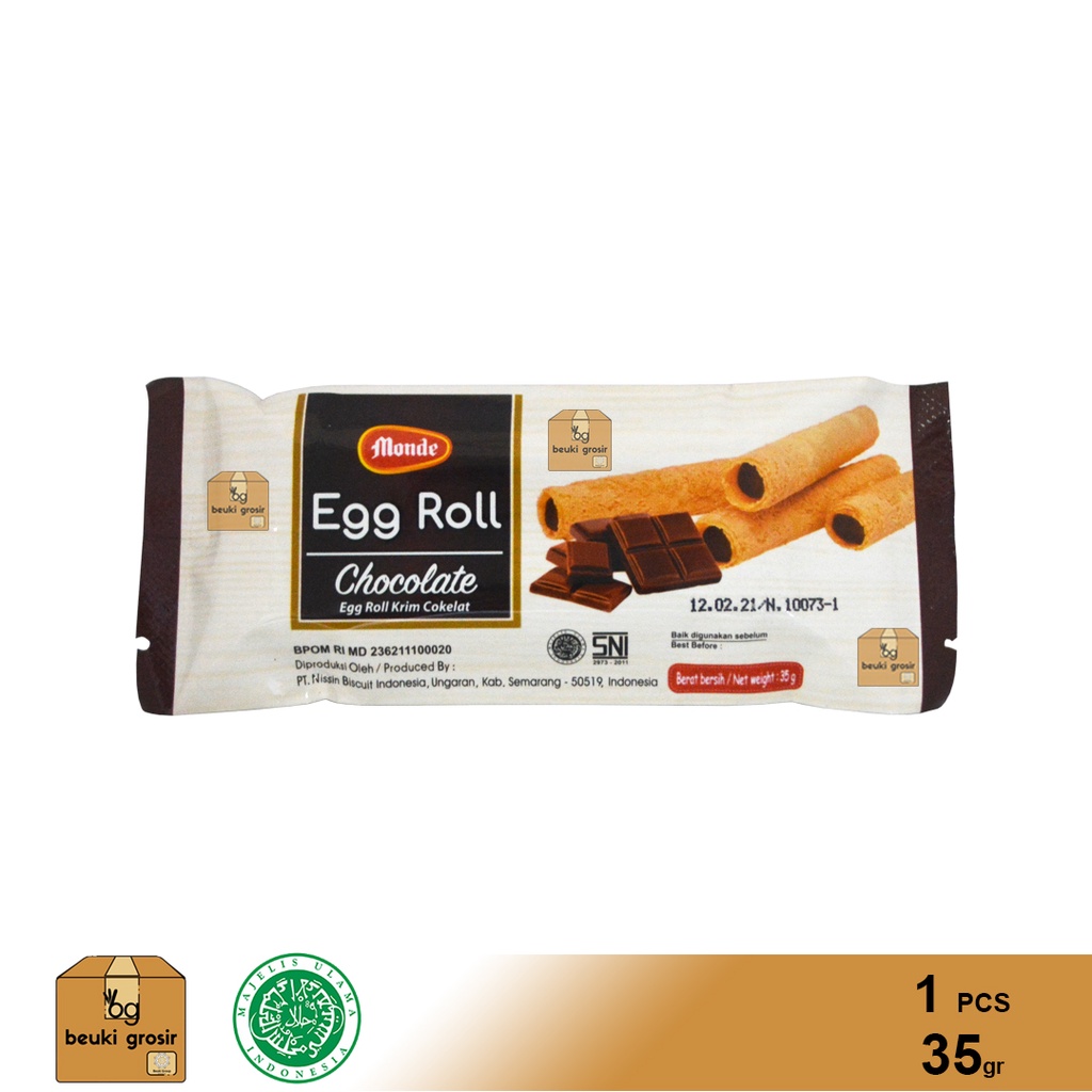 

ECER Monde Egg Roll Chocolate Kue Wafer Roll Rasa Coklat - 35gr