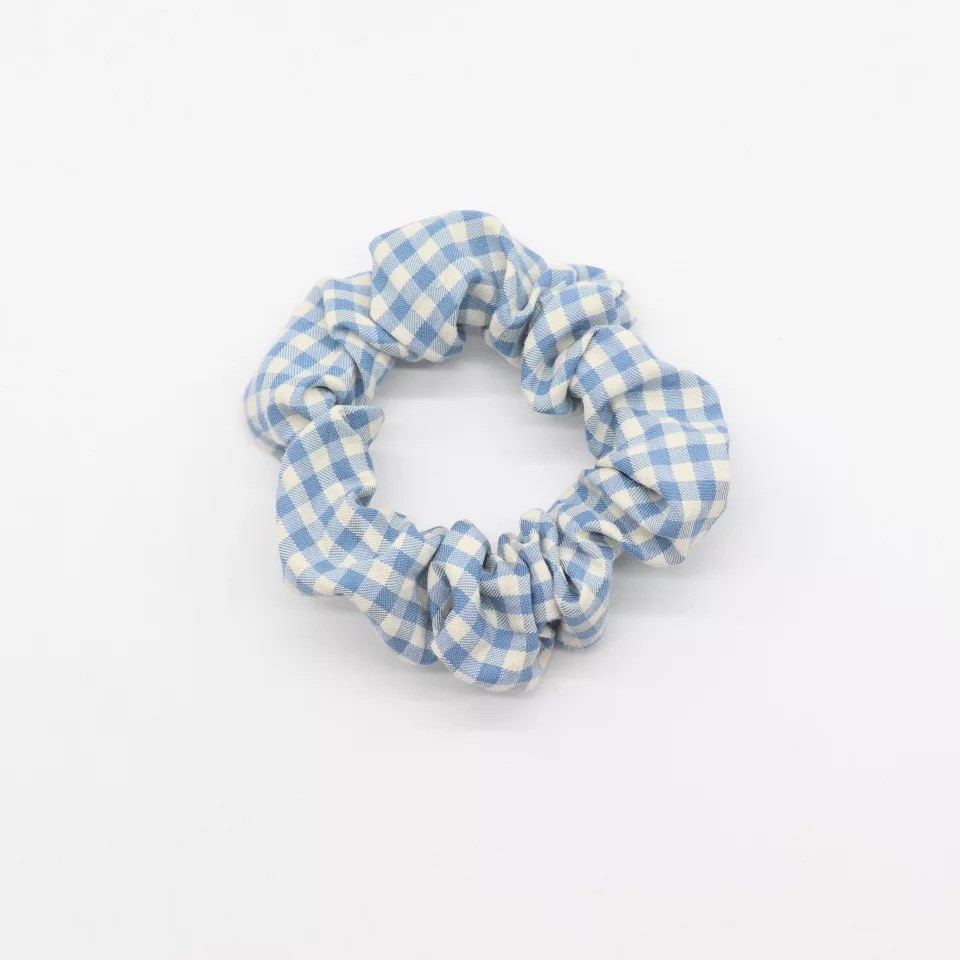 ✨DIDI.ID✨ Ikat Rambut Kotak Import IRA031 Iket Rambut Korean Scrunchie Kunciran Rambut Motif Petak-BLUE