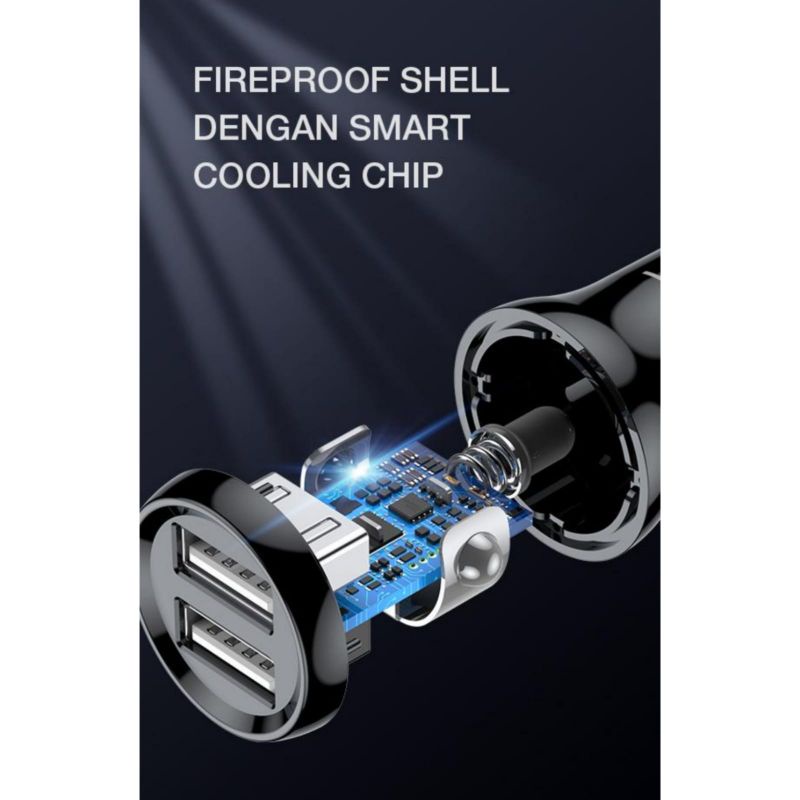 CAR CHARGER ROBOT RT C07 ORIGINAL CASAN MOBIL 2 PORT USB 2.4A