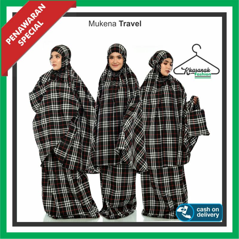 Mukena Traveling  Motif Kotak Kotak Ukuran Jumbo