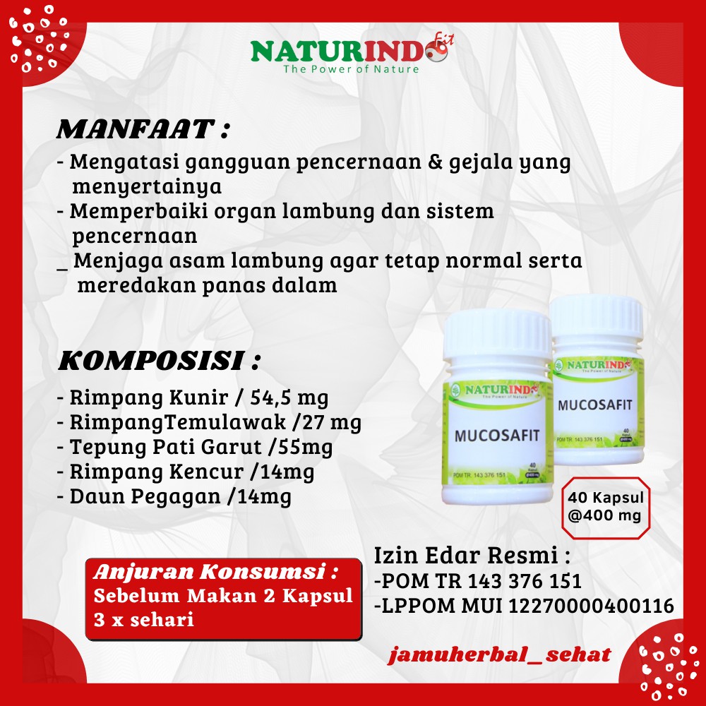 Obat Maag Asam Lambung Kronis Gerd Mual Gangguan Pencernaan Ampuh Herbal Jamu Mucosafit Naturindo-1