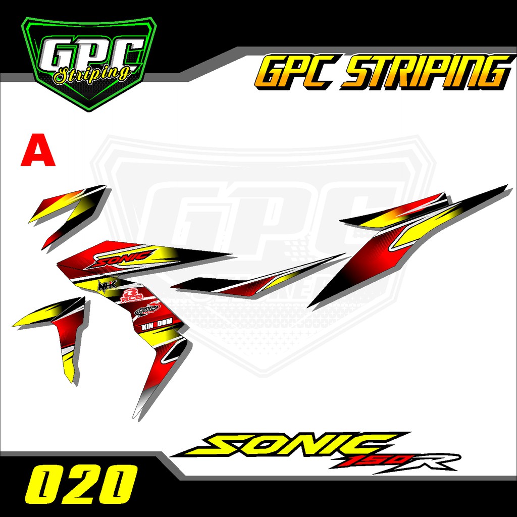 Sticker Striping sonic merah putih hitam -decal Stiker setriping Variasi List Motor GPC-020