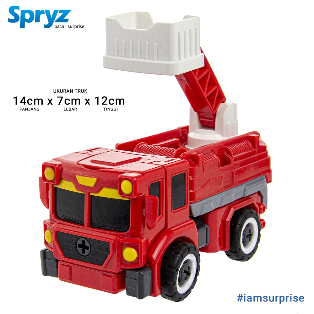 Spryz Revamp Robo Truck Red - Mainan Truk Robot Transformer DIY